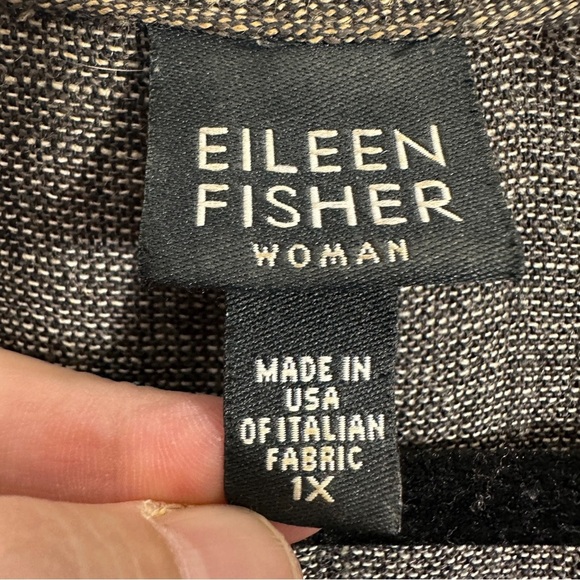 Eileen Fisher jacket/blazer sz 1X black heather, linen blend, raw edges - Picture 5 of 12